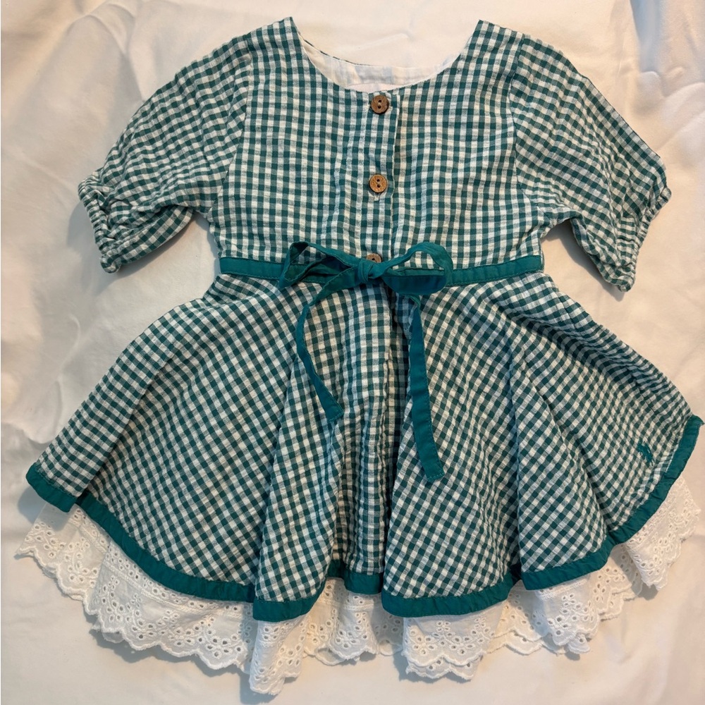Well Dressed Wolf 12M Green Check Dress - VVGUC